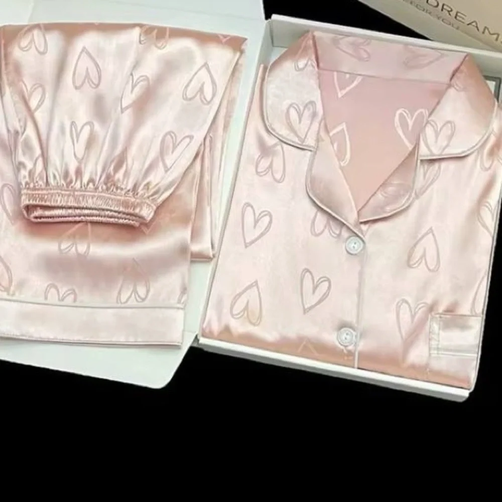 New Pink Heart satin PJ set XL - Picture 2 of 5